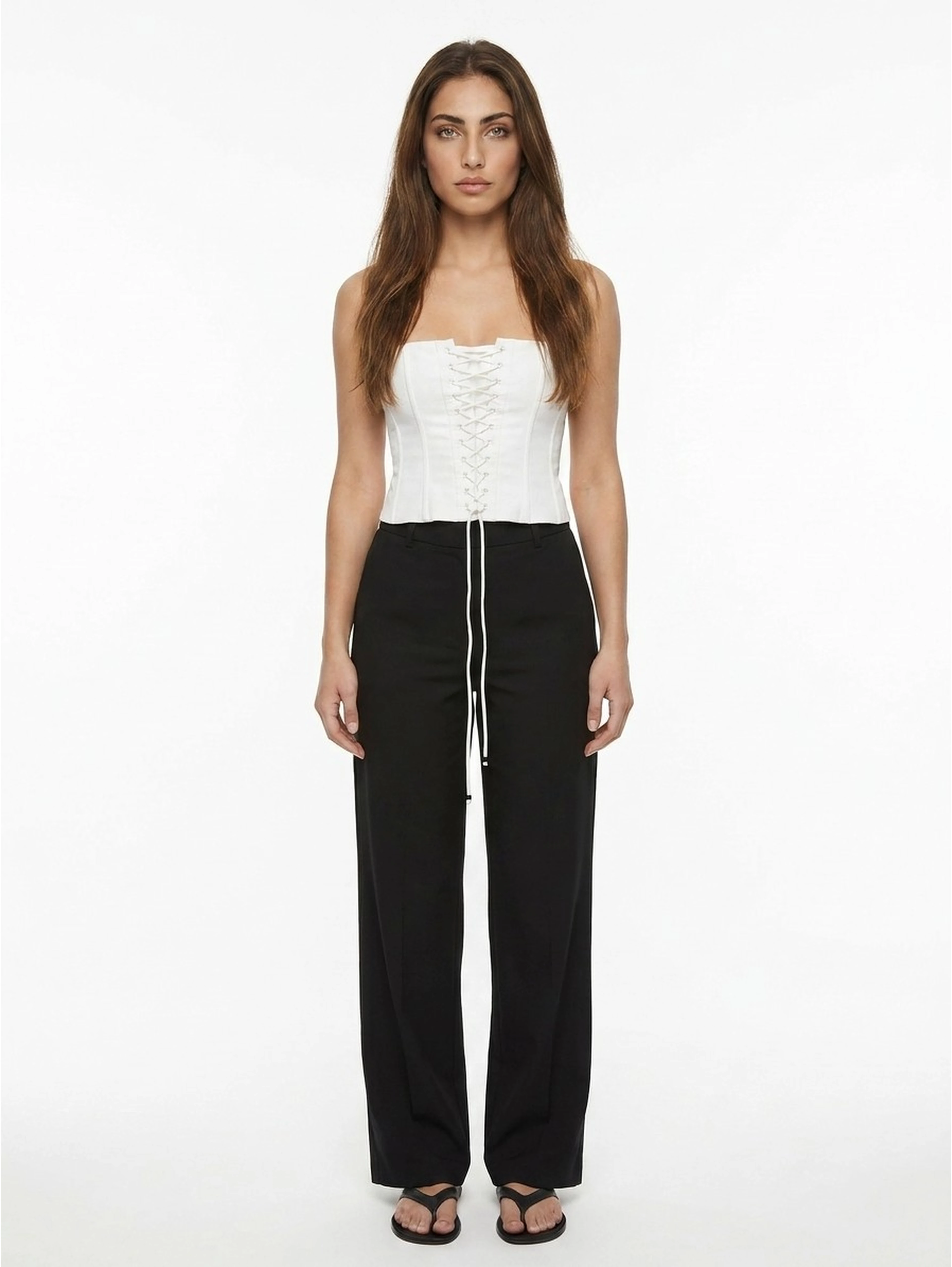 White Cotton Sleeveles T-Shirt