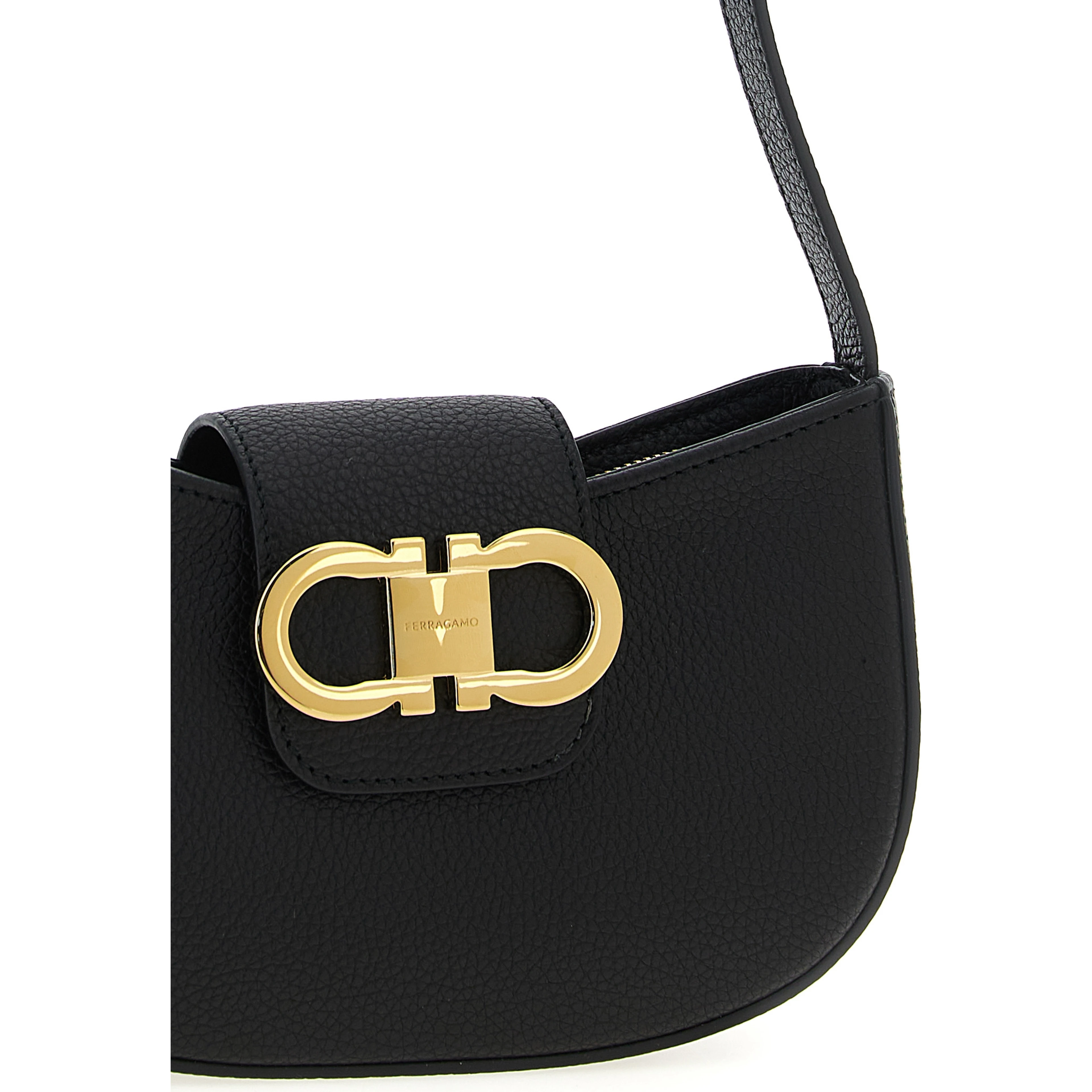 Black Calfskin Shoulder Bag