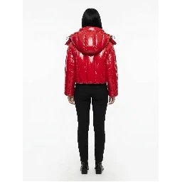 Red Elastane Full-Length Jacket