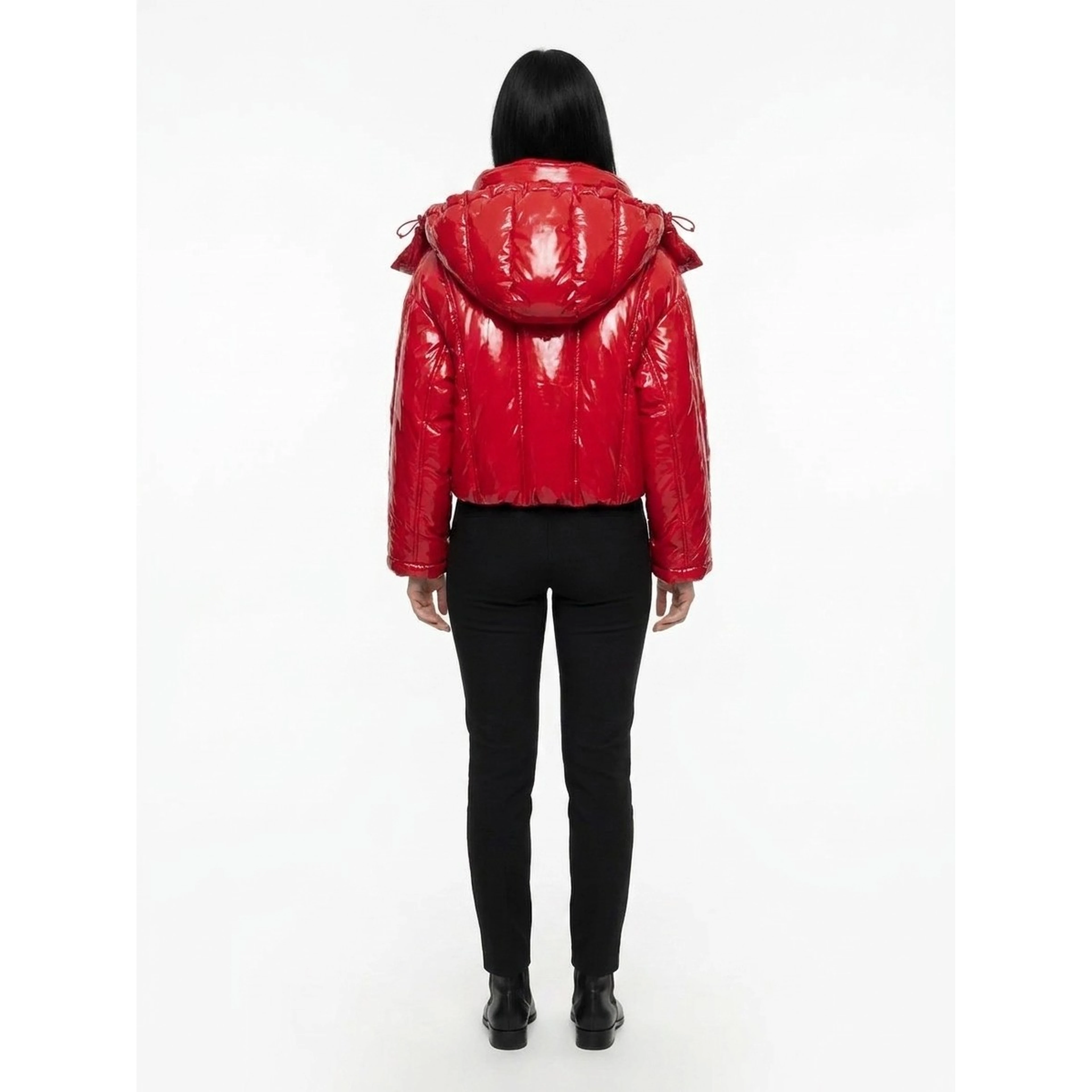 Red Elastane Full-Length Jacket