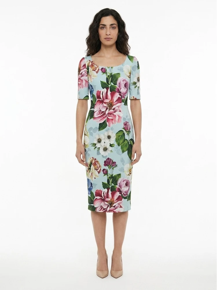 Multicolor Elastane Casual Dress