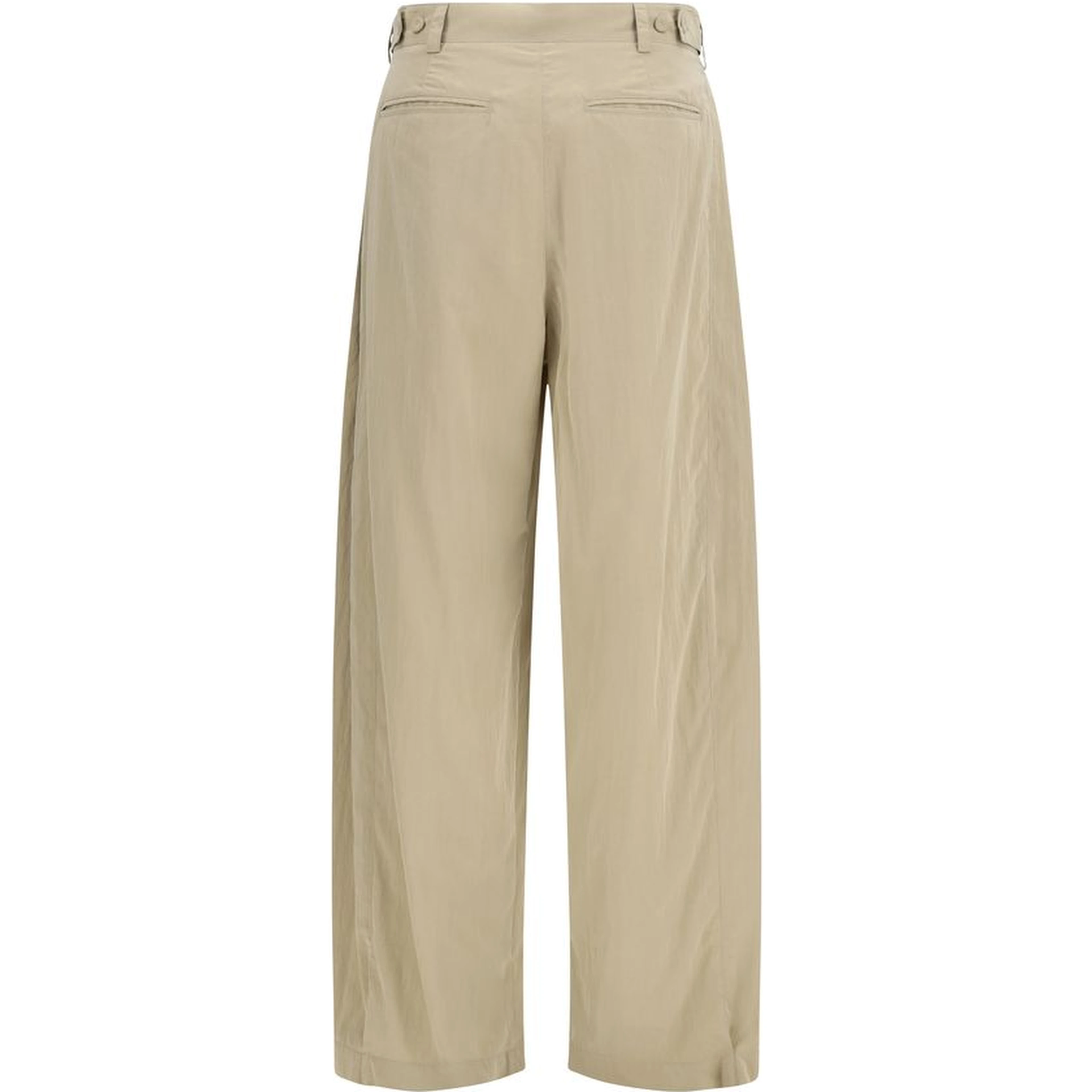 Beige Silk Casual Pants