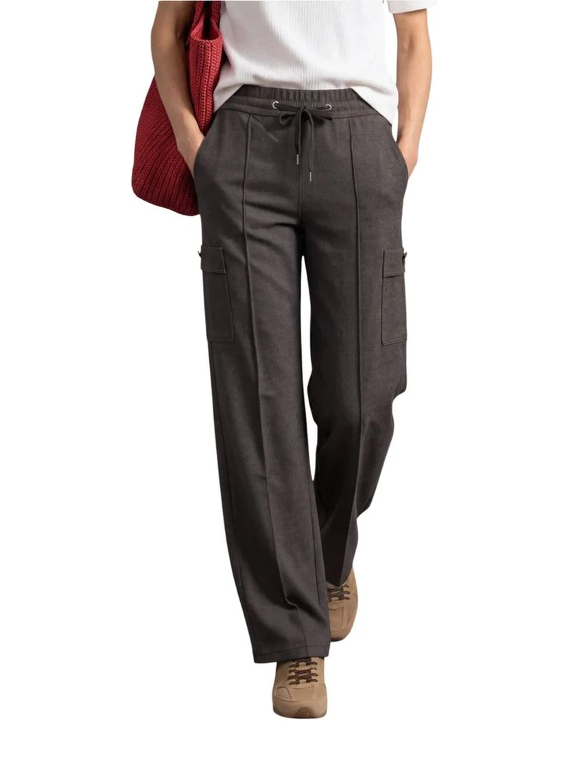 Brown Polyester Cargo Pants