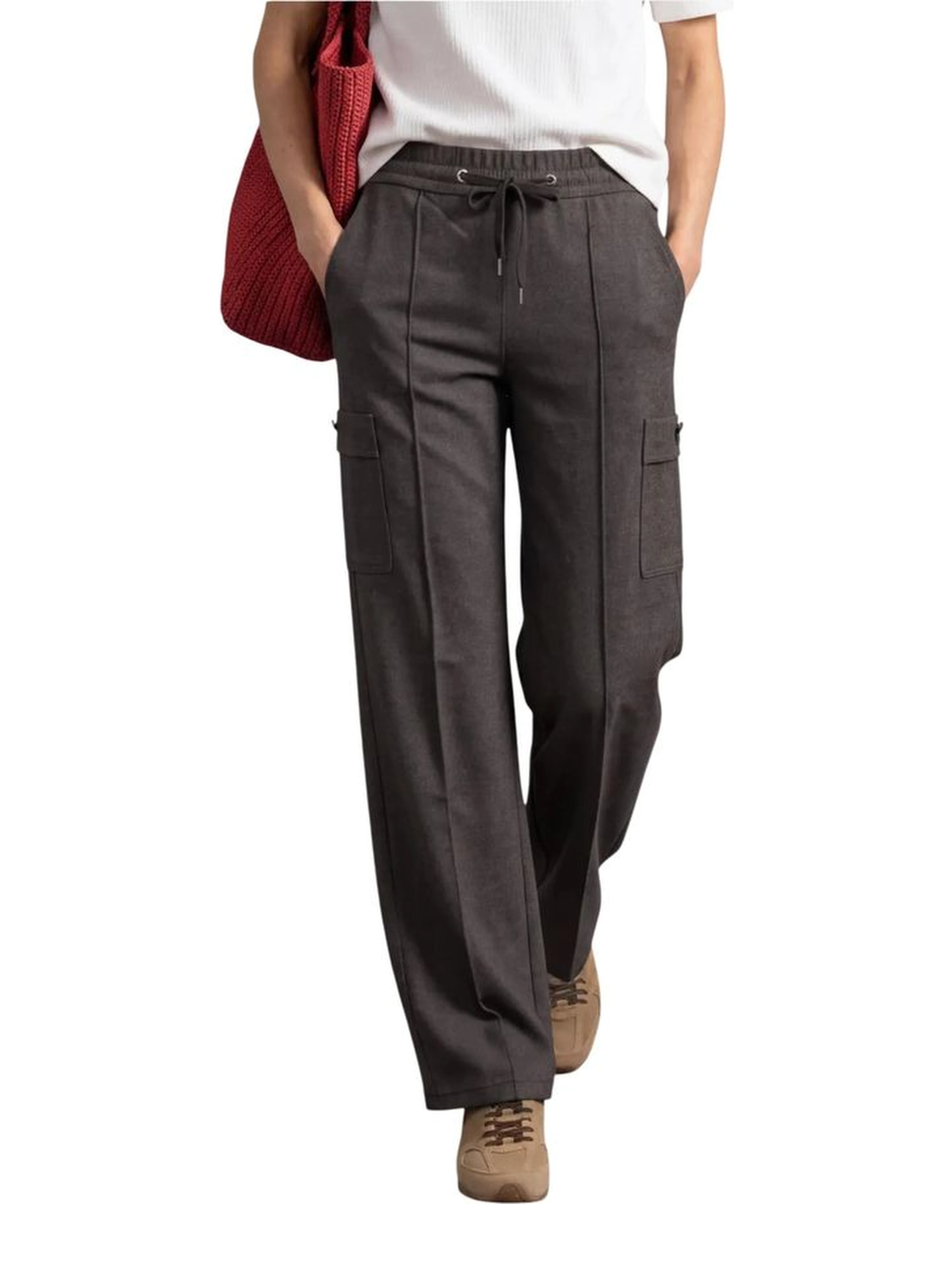 Brown Polyester Cargo Pants
