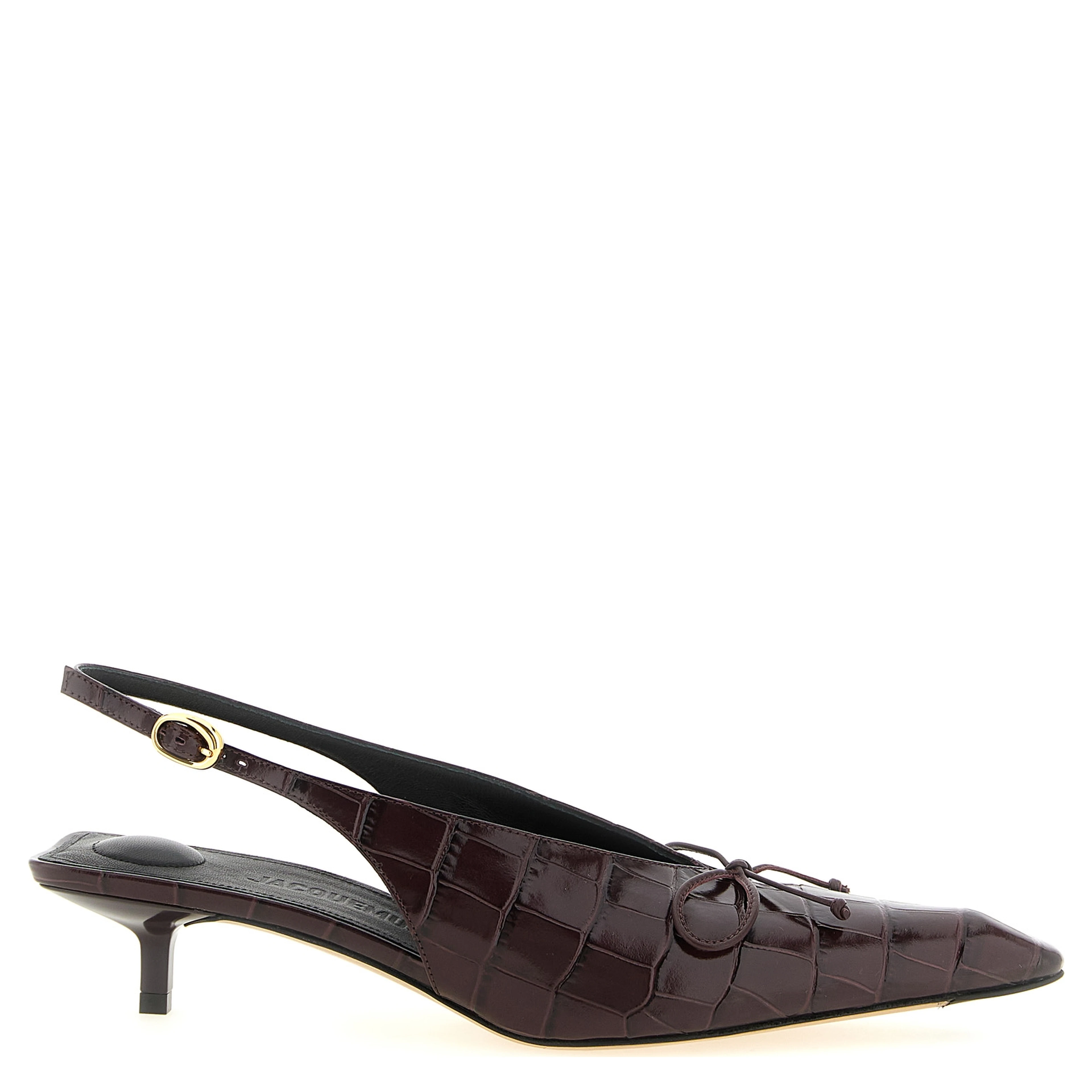 Bordeaux Calfskin Mid Heel Pumps