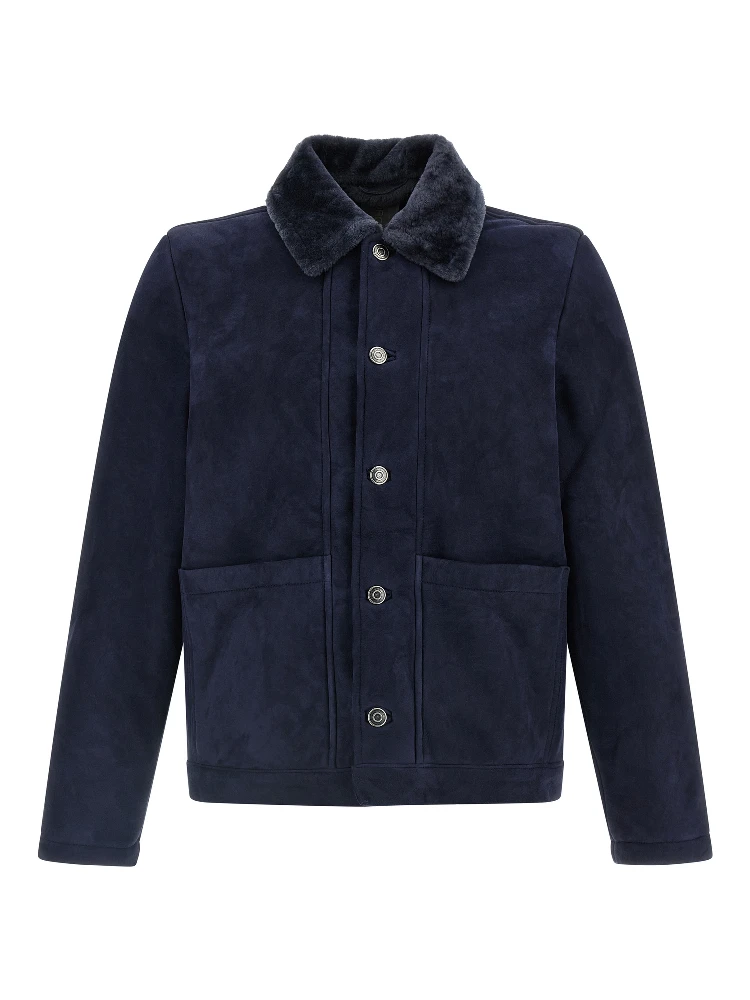 Blue Lamb Leather Leather Jacket
