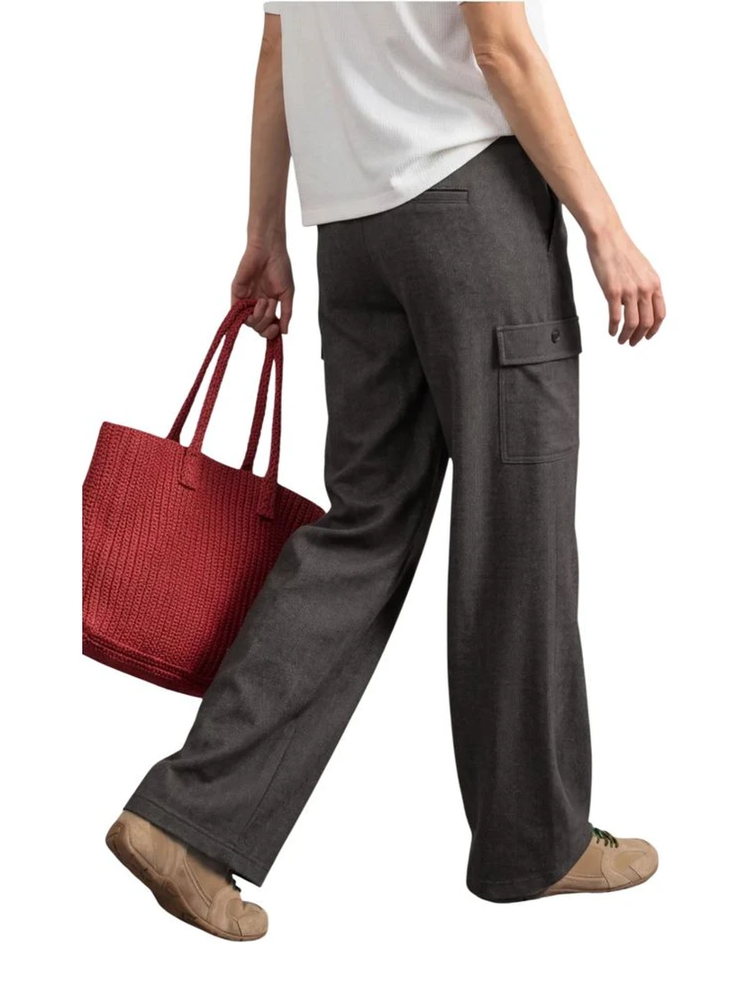 Brown Polyester Cargo Pants