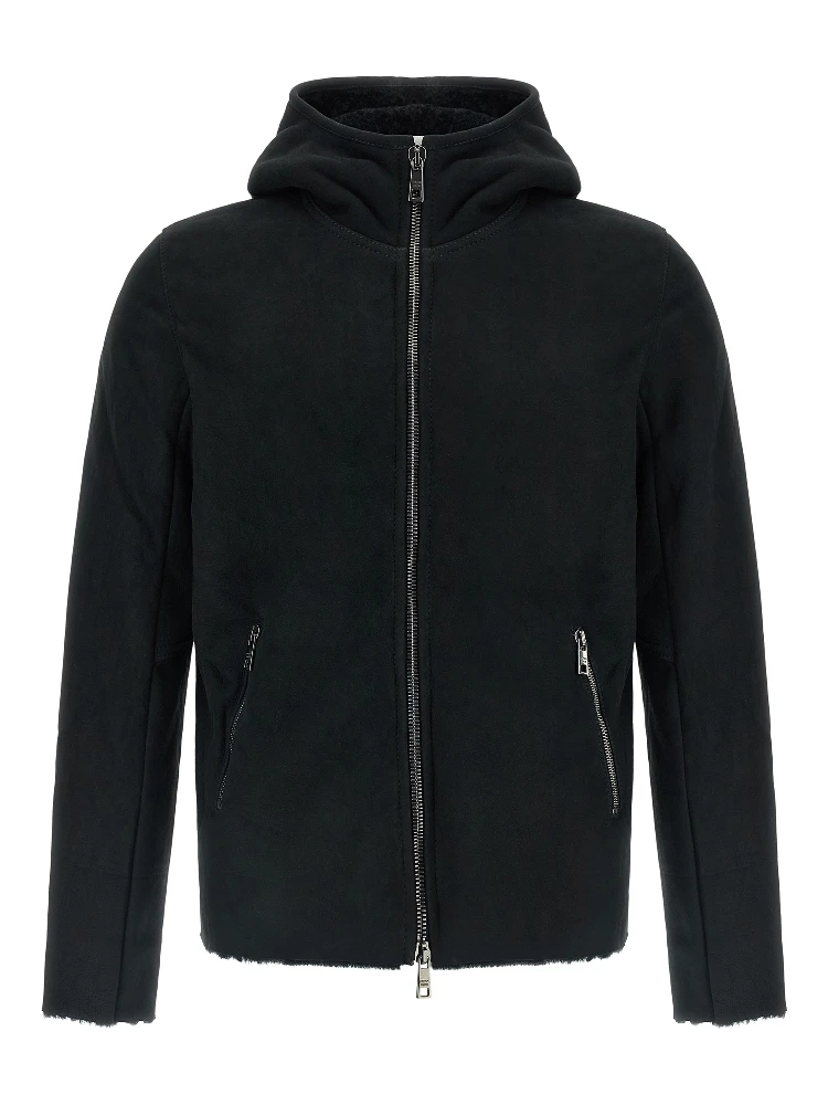 Black Lamb Leather Sweatshirt