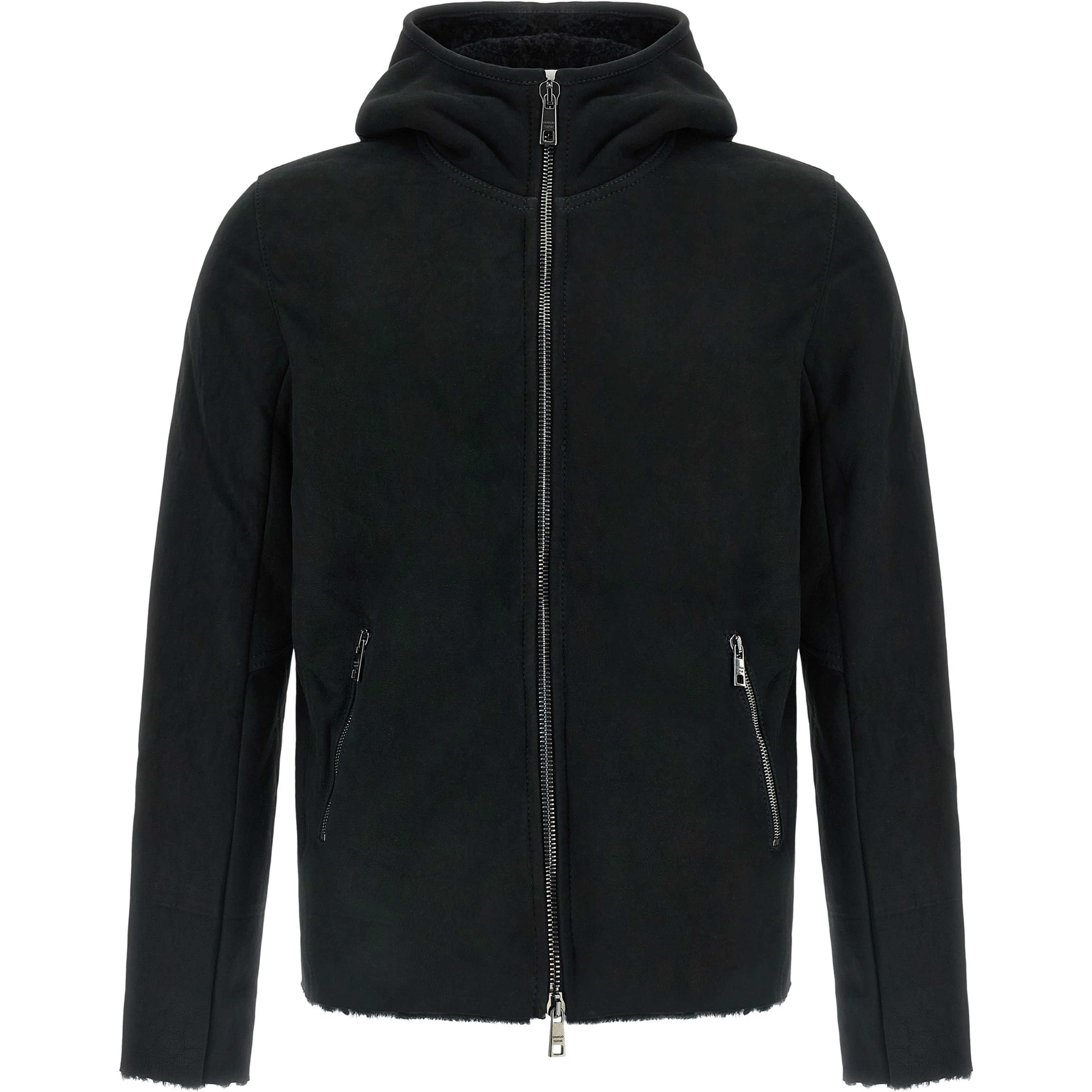 Black Lamb Leather Sweatshirt