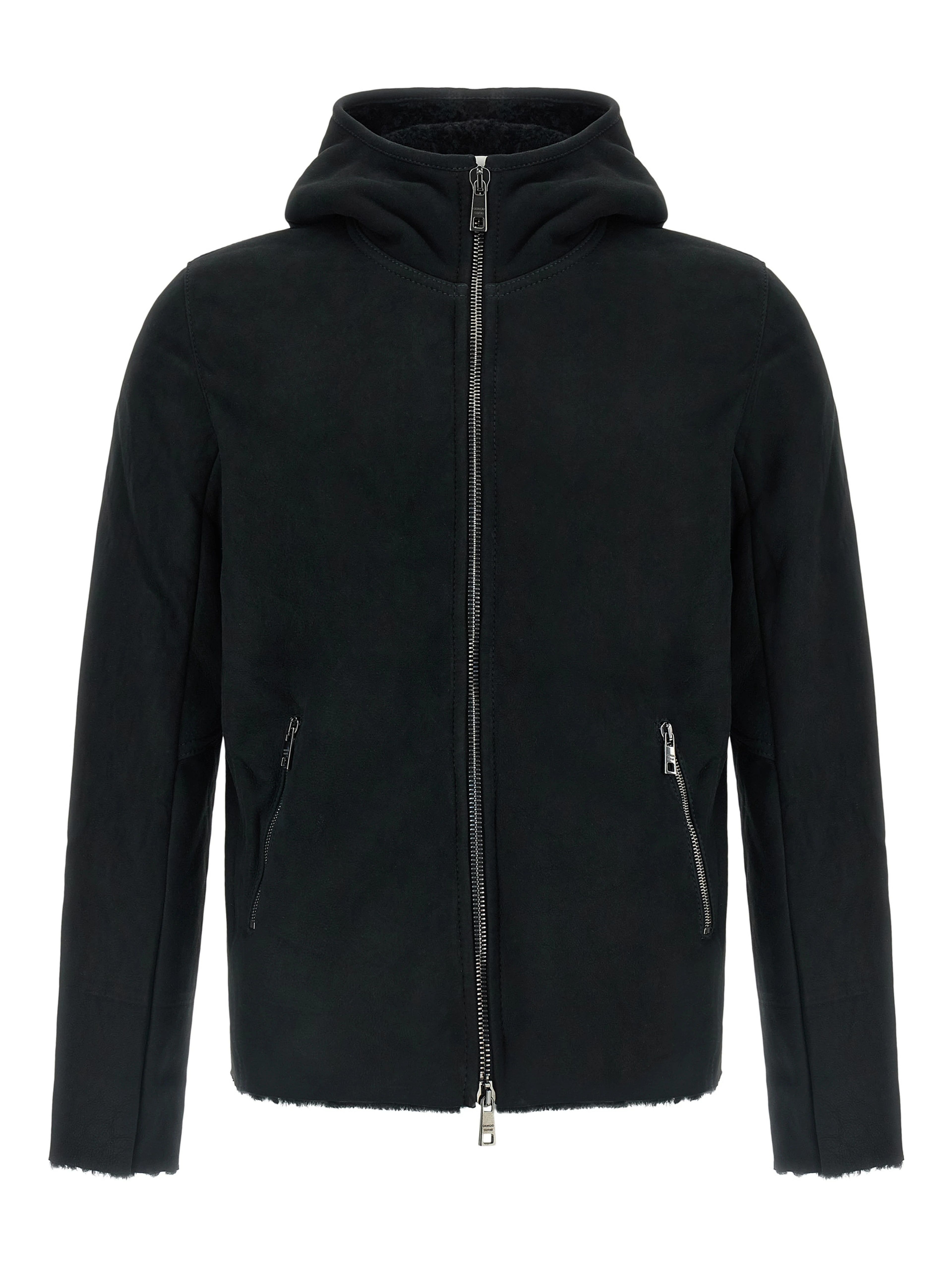 Black Lamb Leather Sweatshirt
