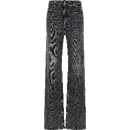 Gray Cotton Straight-Leg Jeans