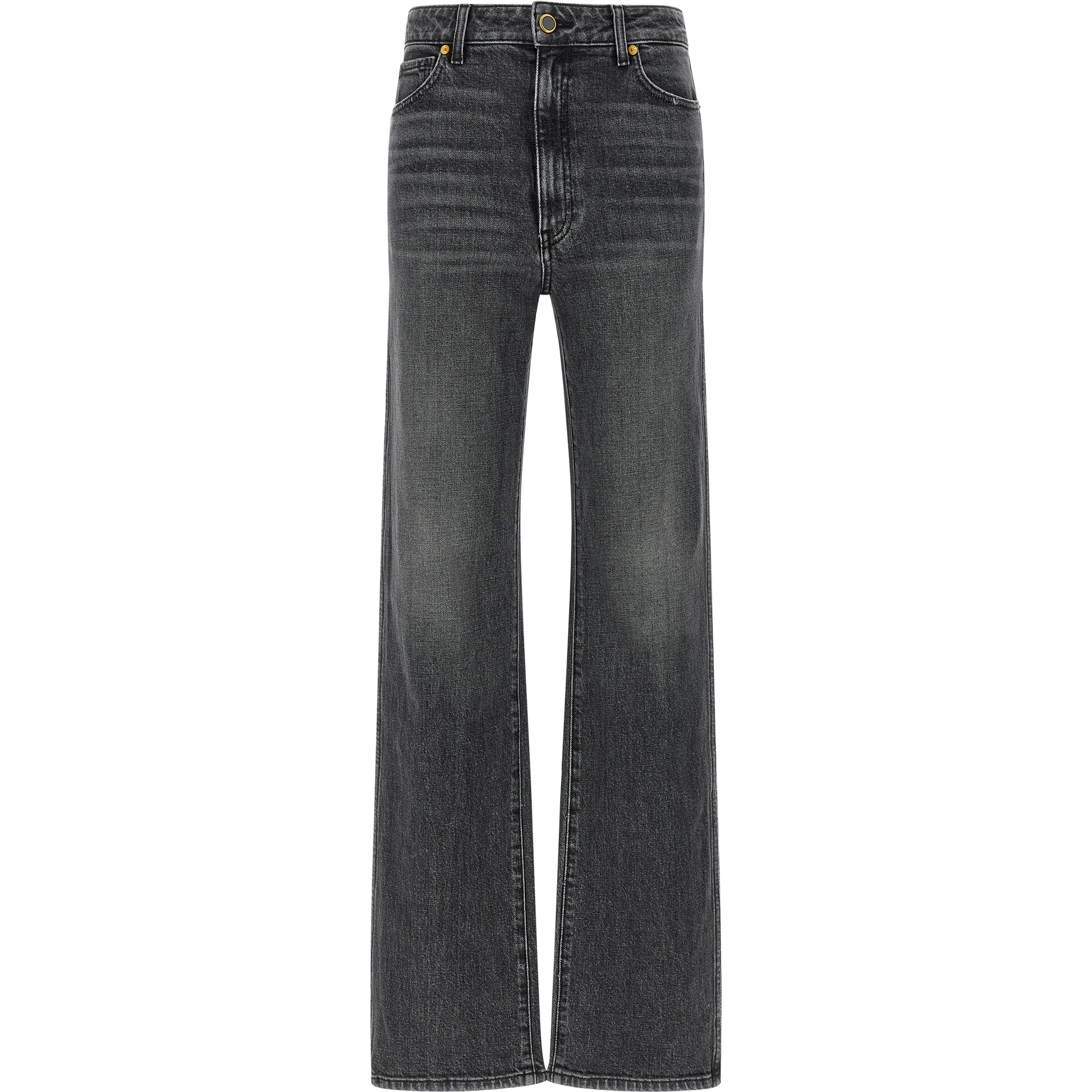 Gray Cotton Straight-Leg Jeans