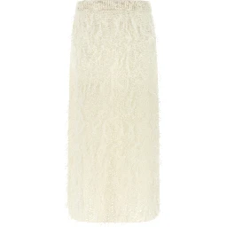 White Fabric Midi Skirt