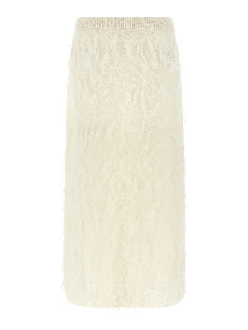 White Fabric Midi Skirt