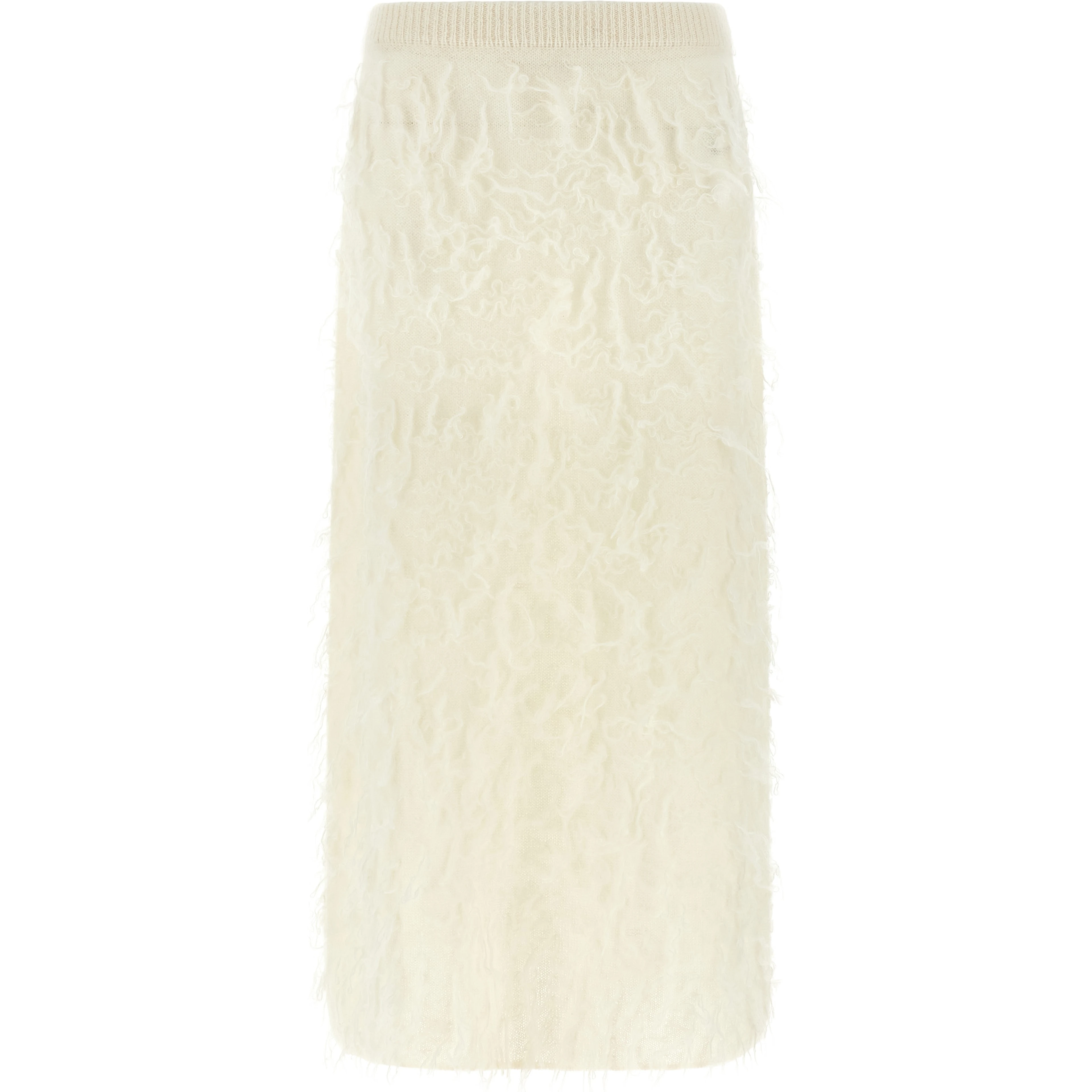 White Fabric Midi Skirt
