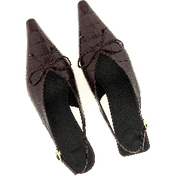 Bordeaux Calfskin Mid Heel Pumps