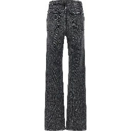Gray Cotton Straight-Leg Jeans