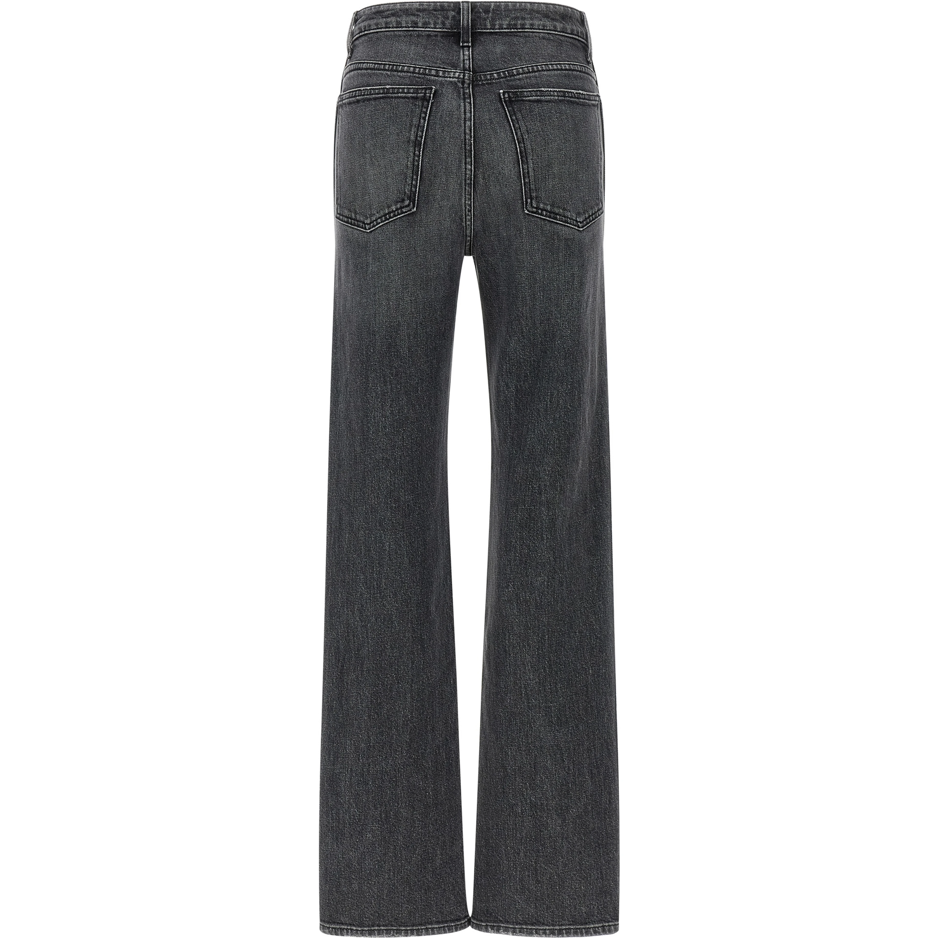 Gray Cotton Straight-Leg Jeans