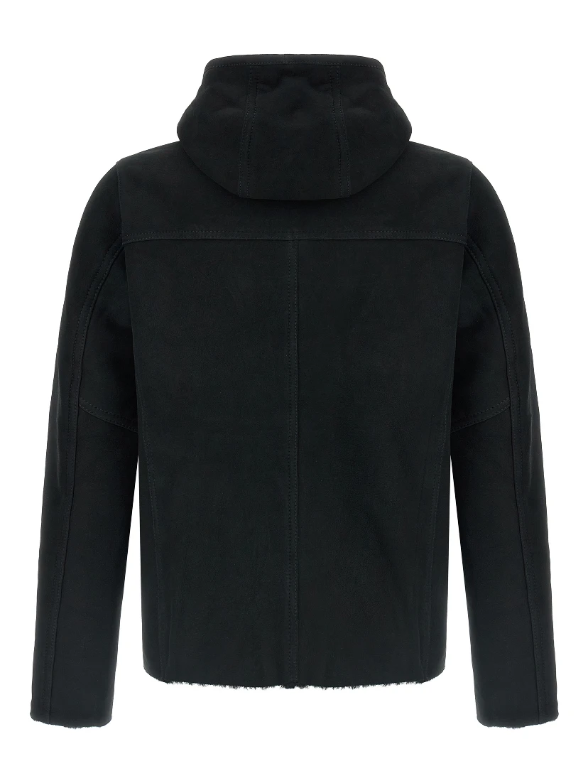 Black Lamb Leather Sweatshirt