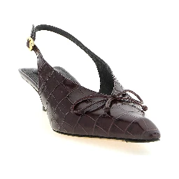 Bordeaux Calfskin Mid Heel Pumps