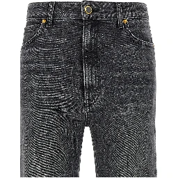 Gray Cotton Straight-Leg Jeans