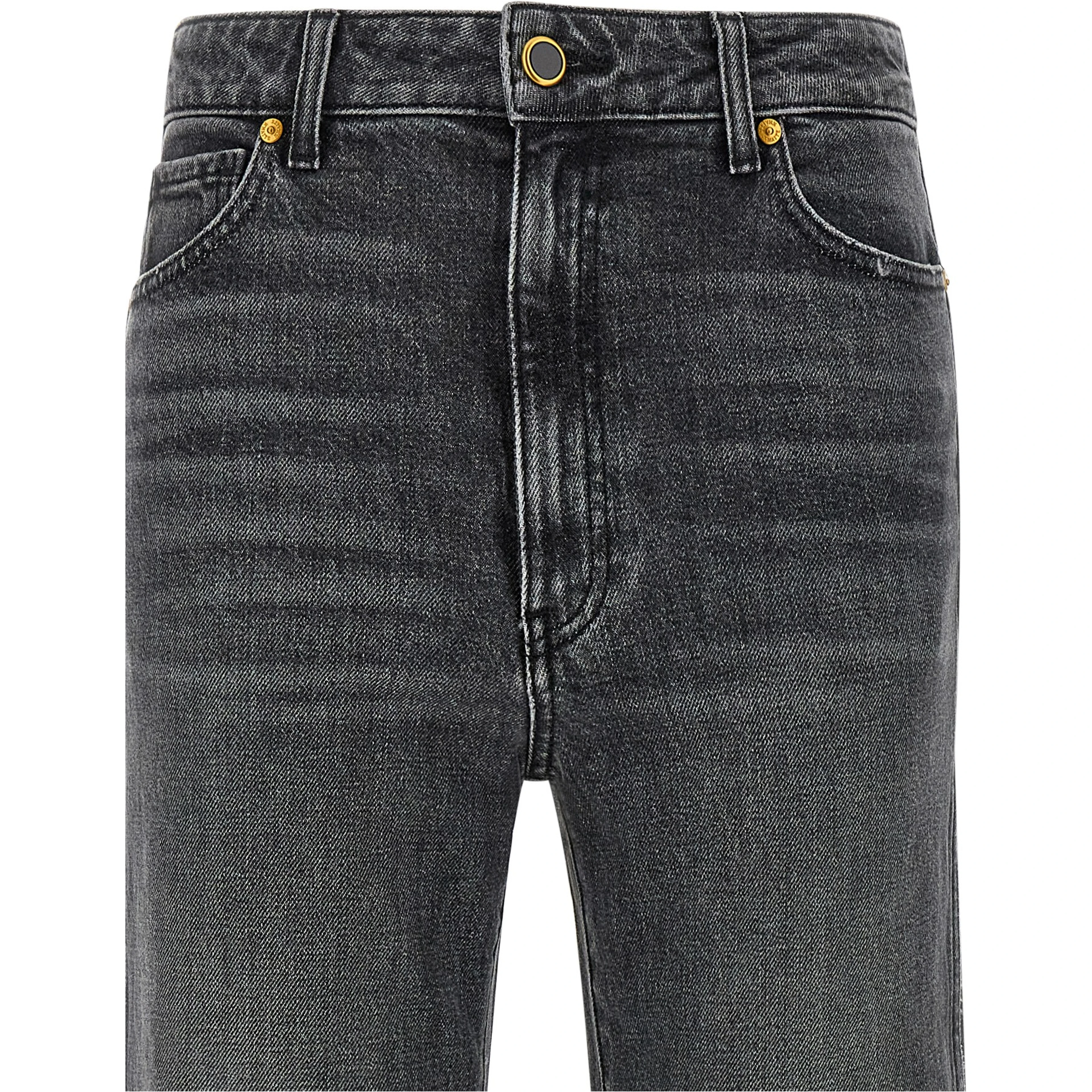 Gray Cotton Straight-Leg Jeans