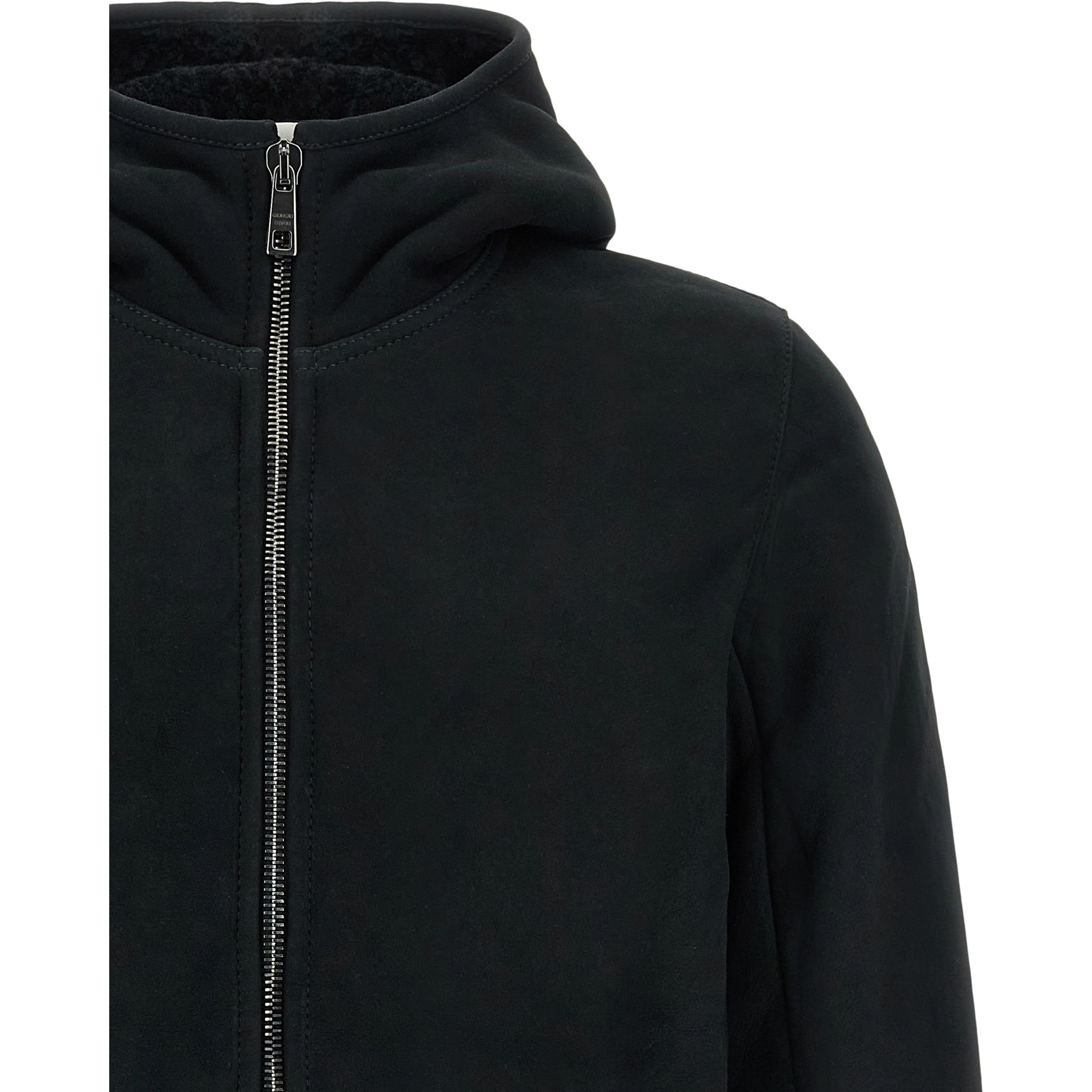 Black Lamb Leather Sweatshirt
