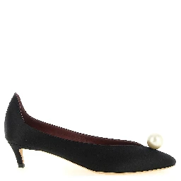 Black Viscose Mid Heel Pumps