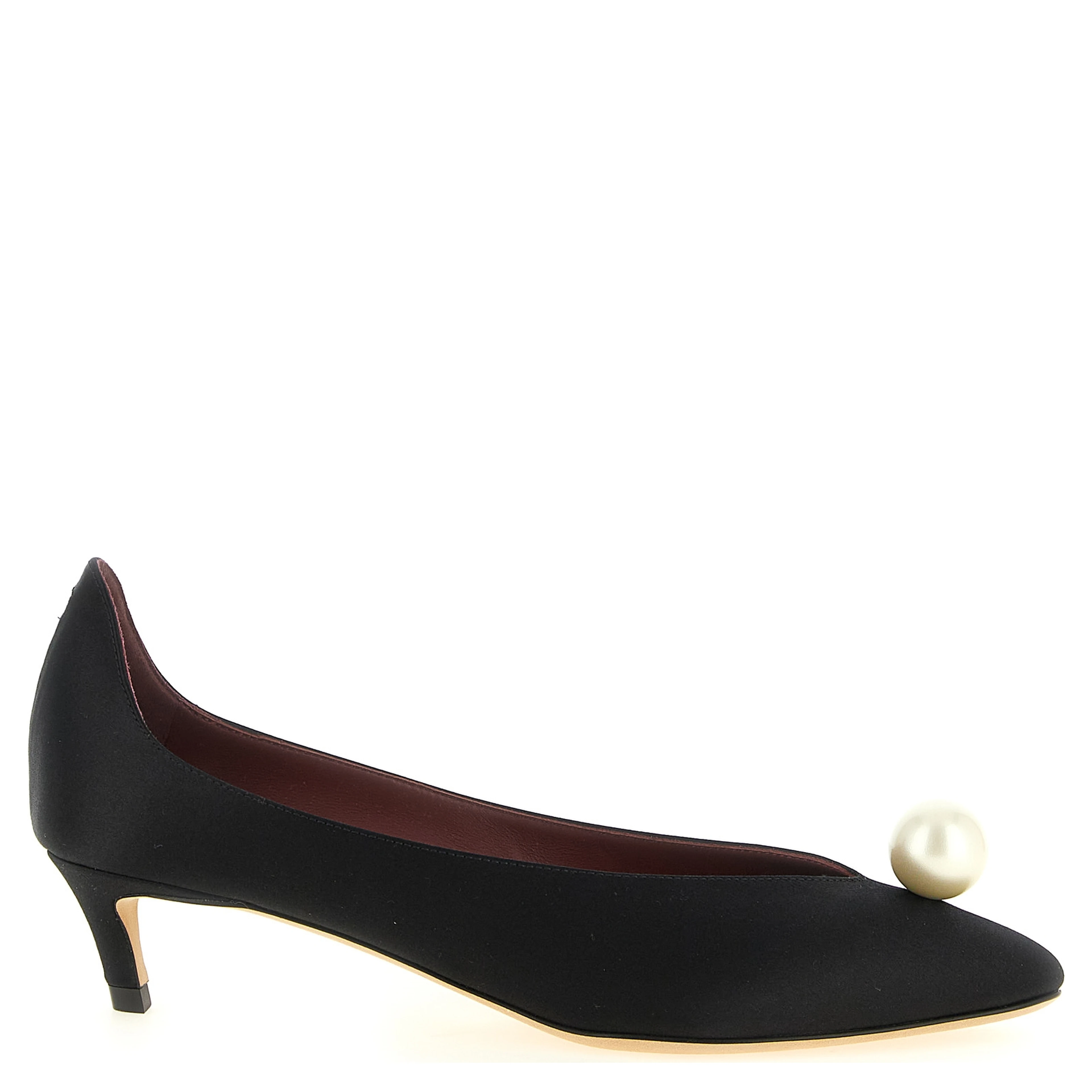 Black Viscose Mid Heel Pumps