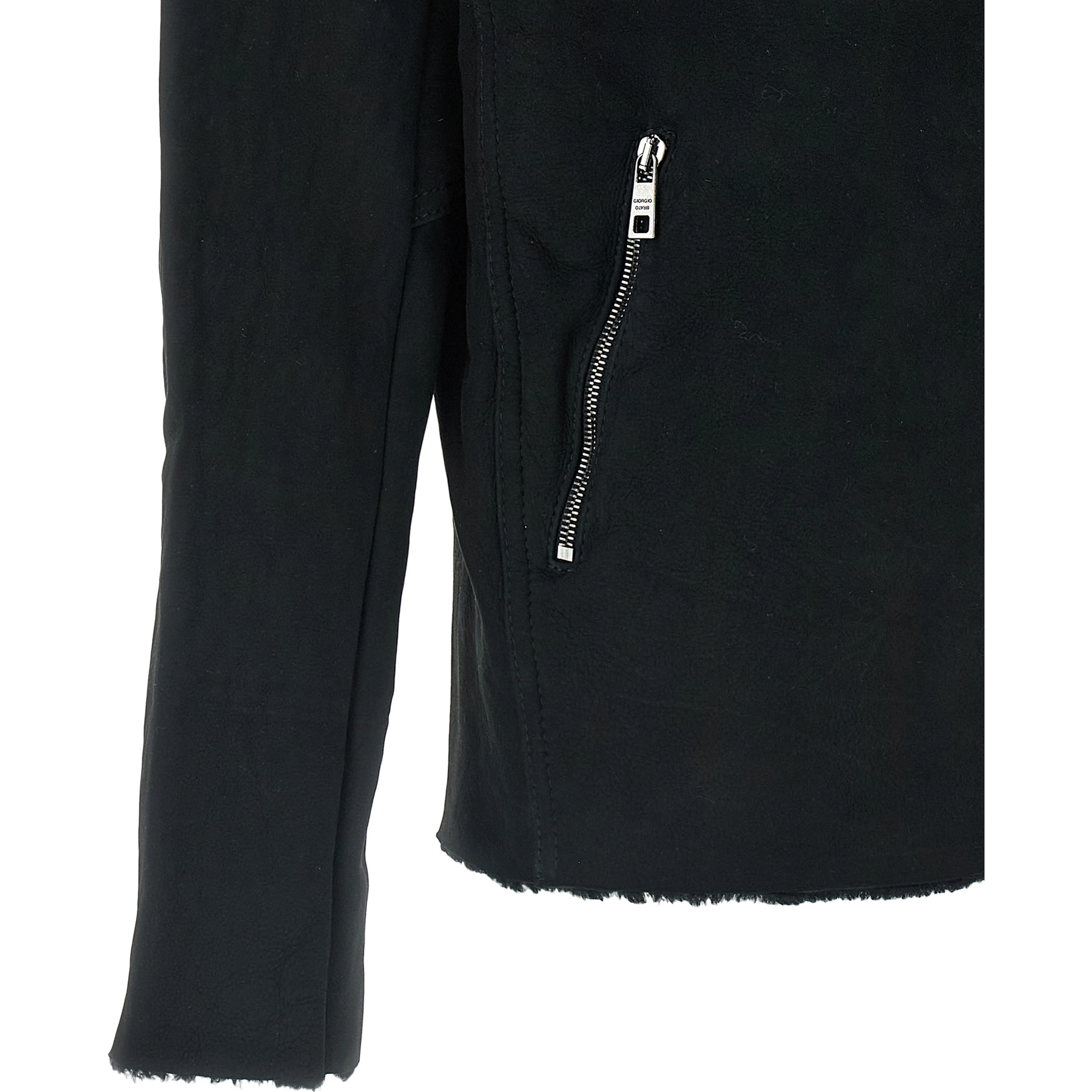 Black Lamb Leather Sweatshirt