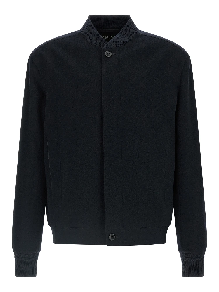 Blue Cashmere Bomber