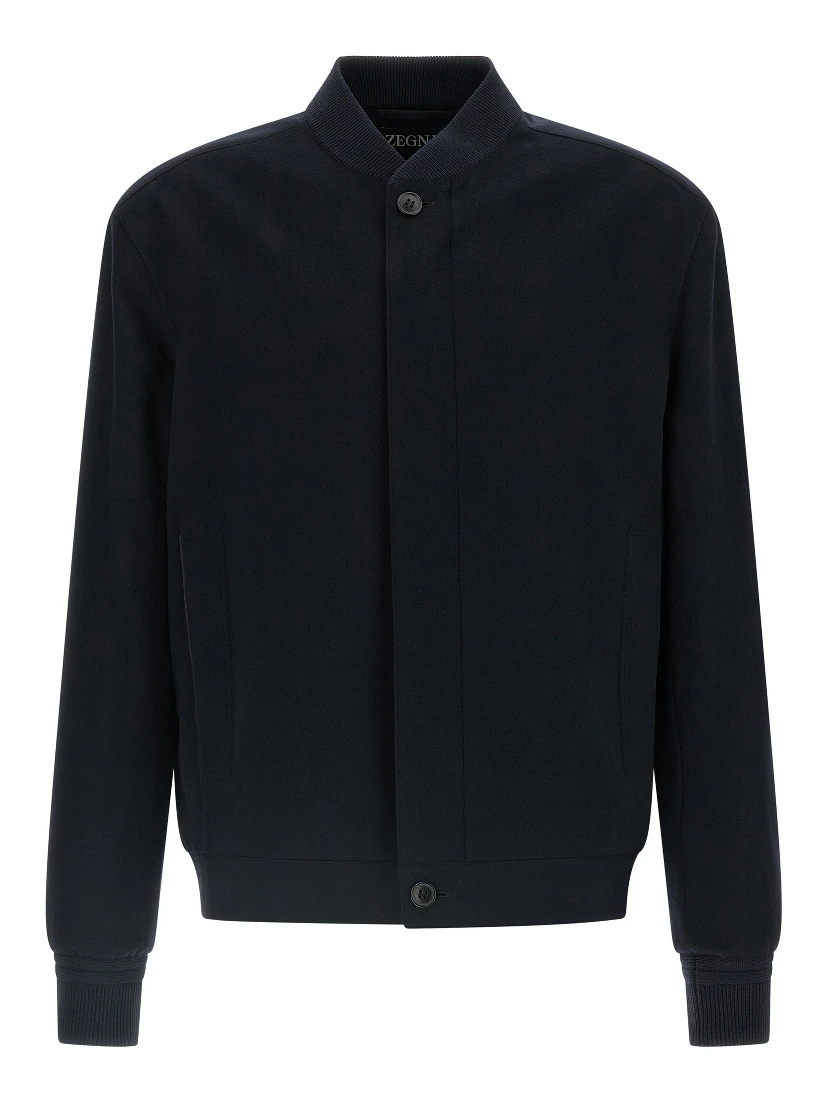 Blue Cashmere Bomber