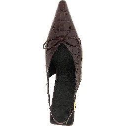 Bordeaux Calfskin Mid Heel Pumps