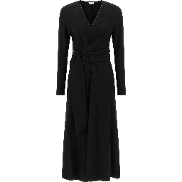 Black Virgin Wool Midi Dress