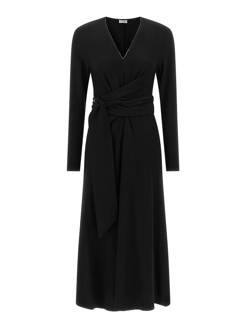 Black Virgin Wool Midi Dress