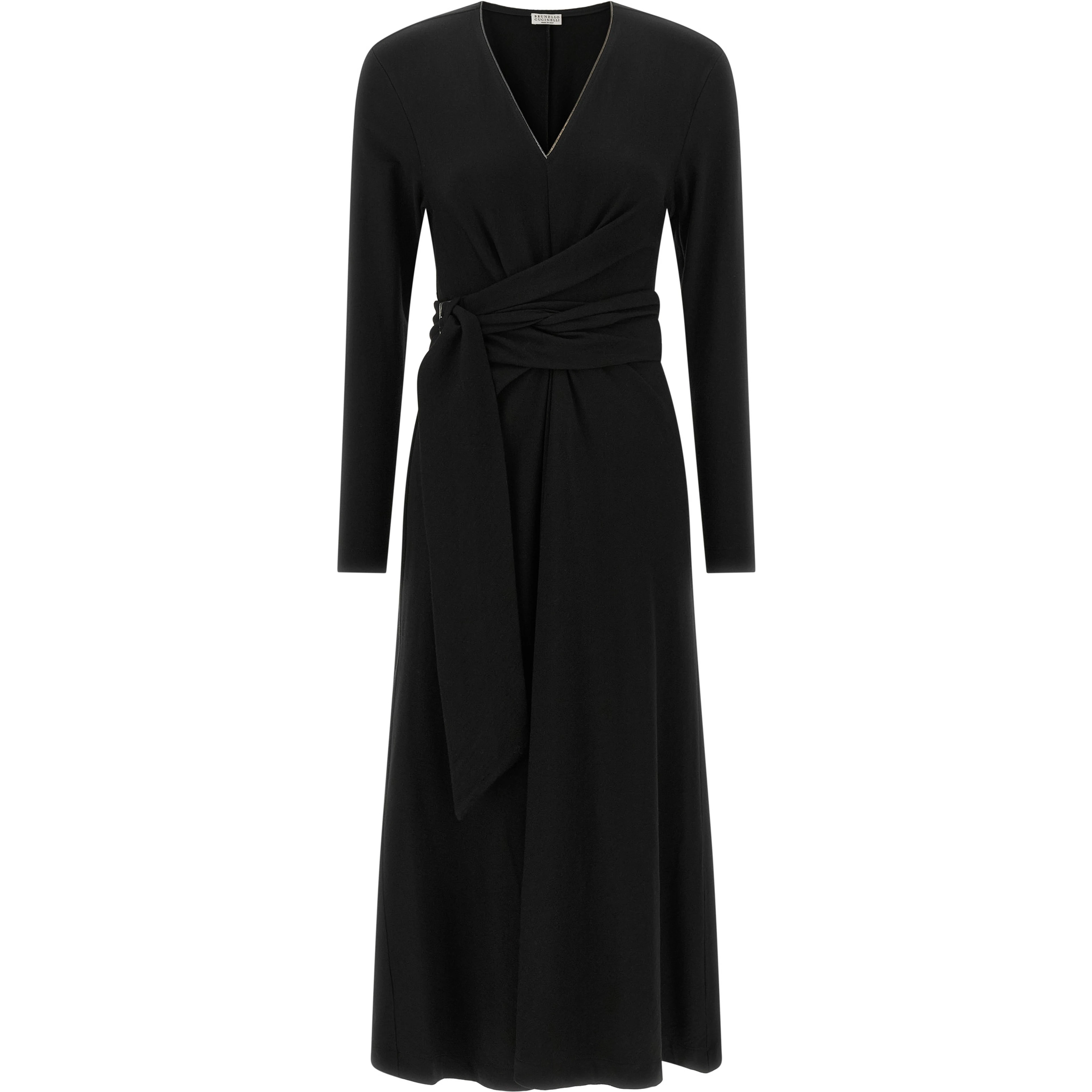 Black Virgin Wool Midi Dress