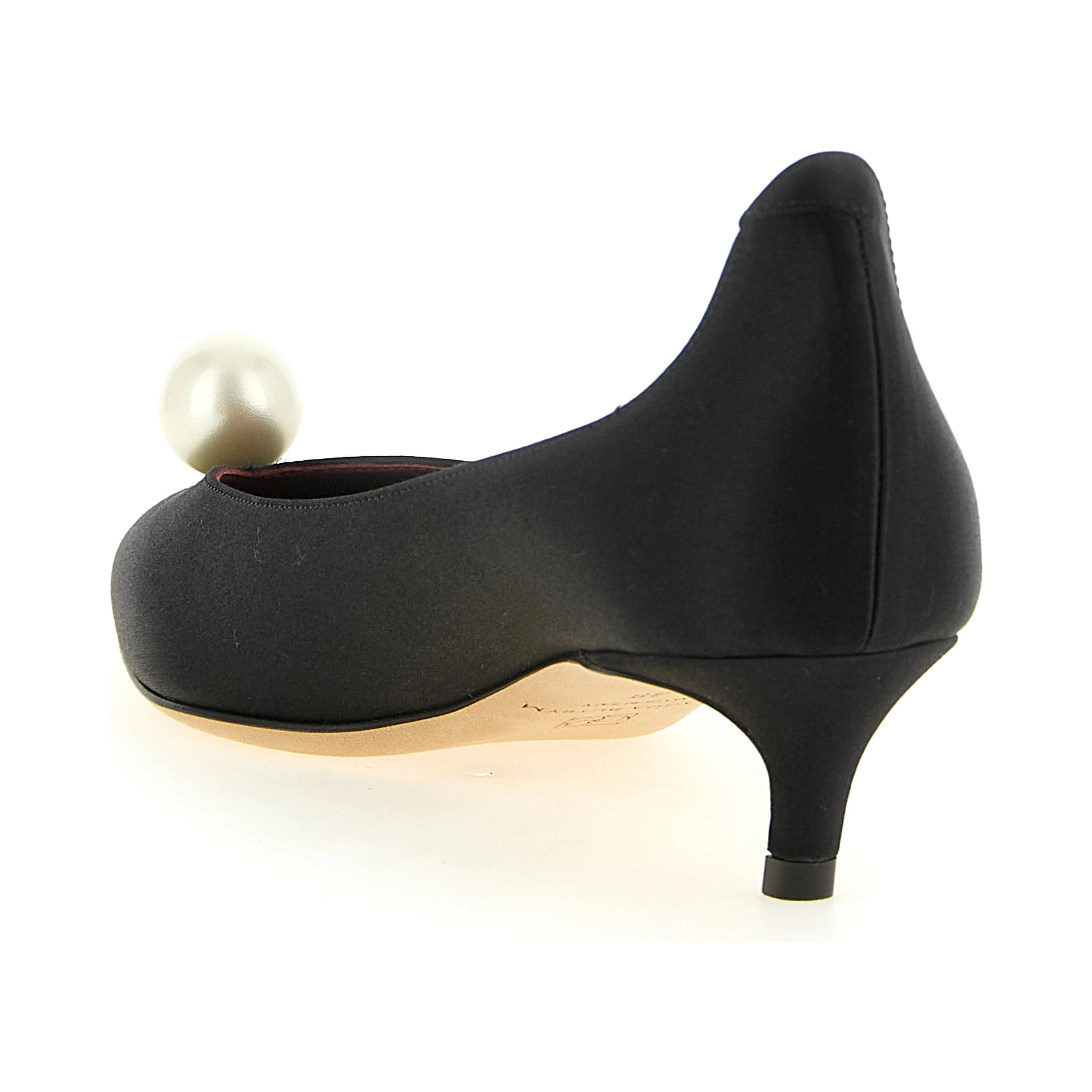 Black Viscose Mid Heel Pumps