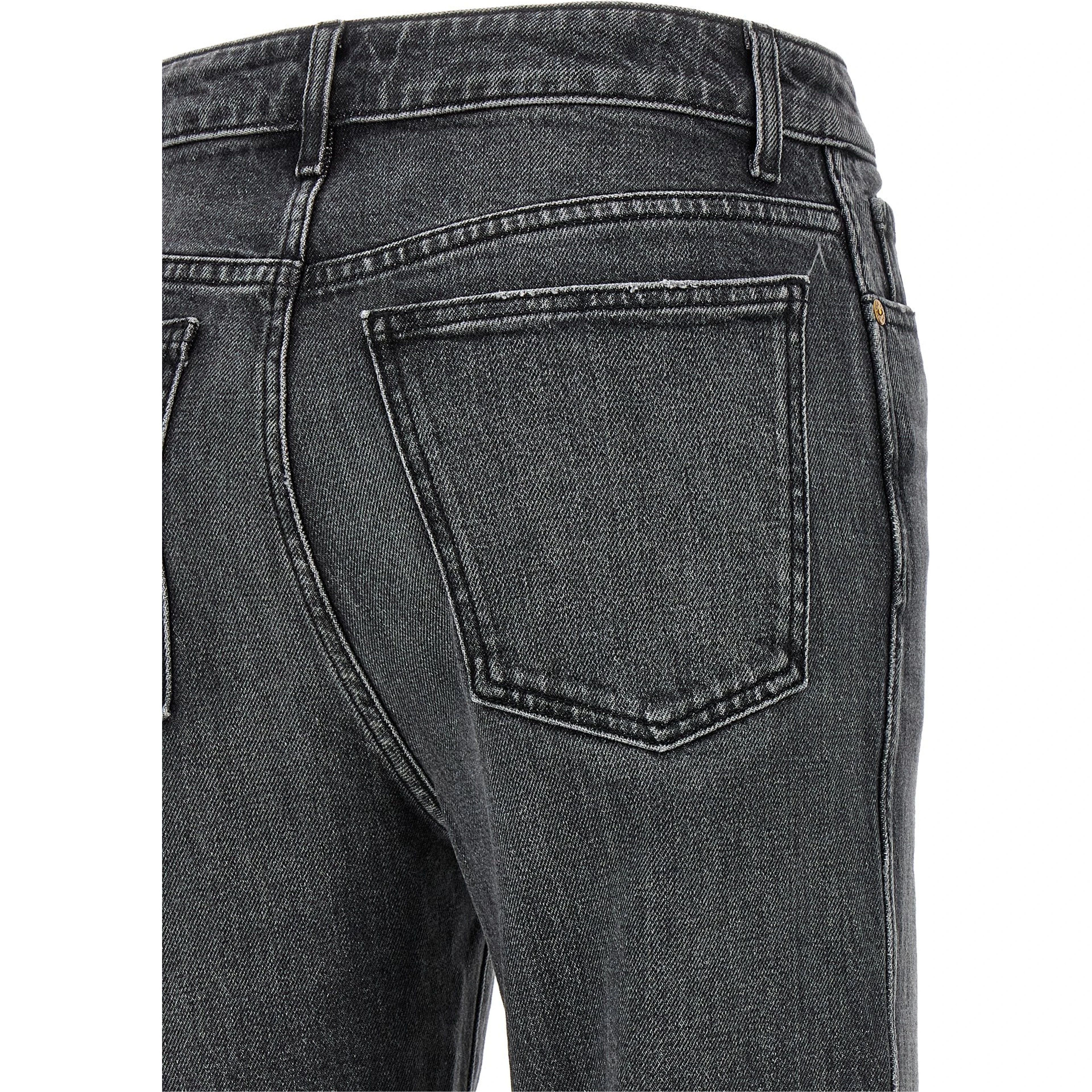 Gray Cotton Straight-Leg Jeans
