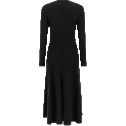 Black Virgin Wool Midi Dress