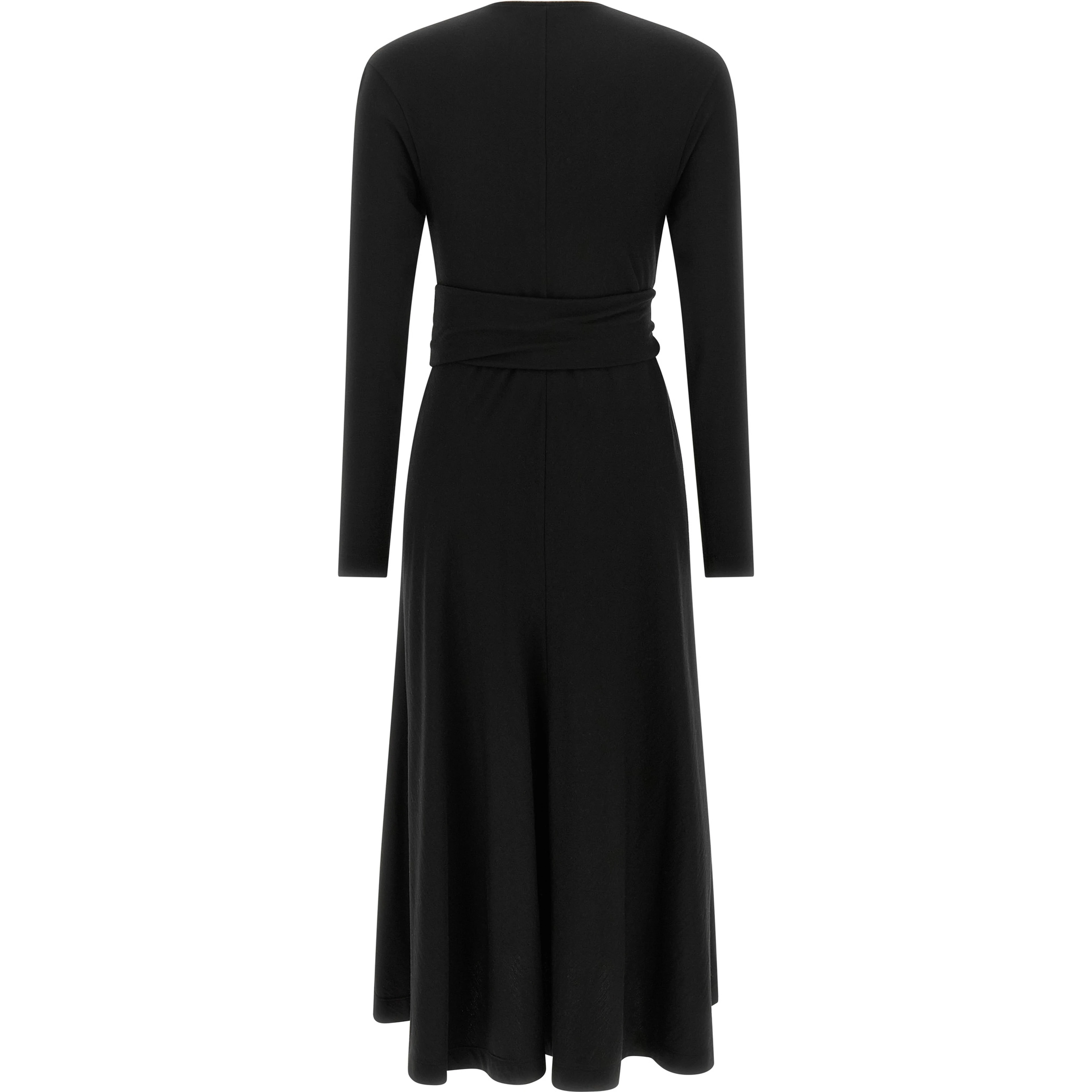 Black Virgin Wool Midi Dress