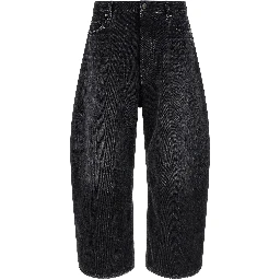 Black Cotton Cropped Jeans