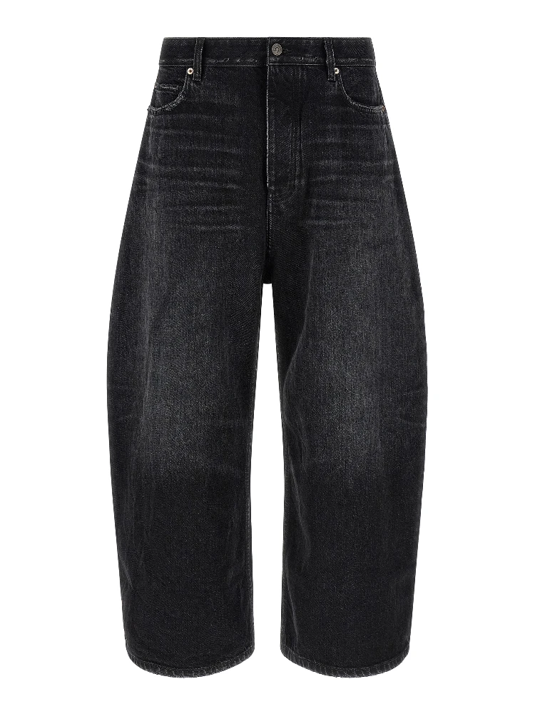 Black Cotton Cropped Jeans