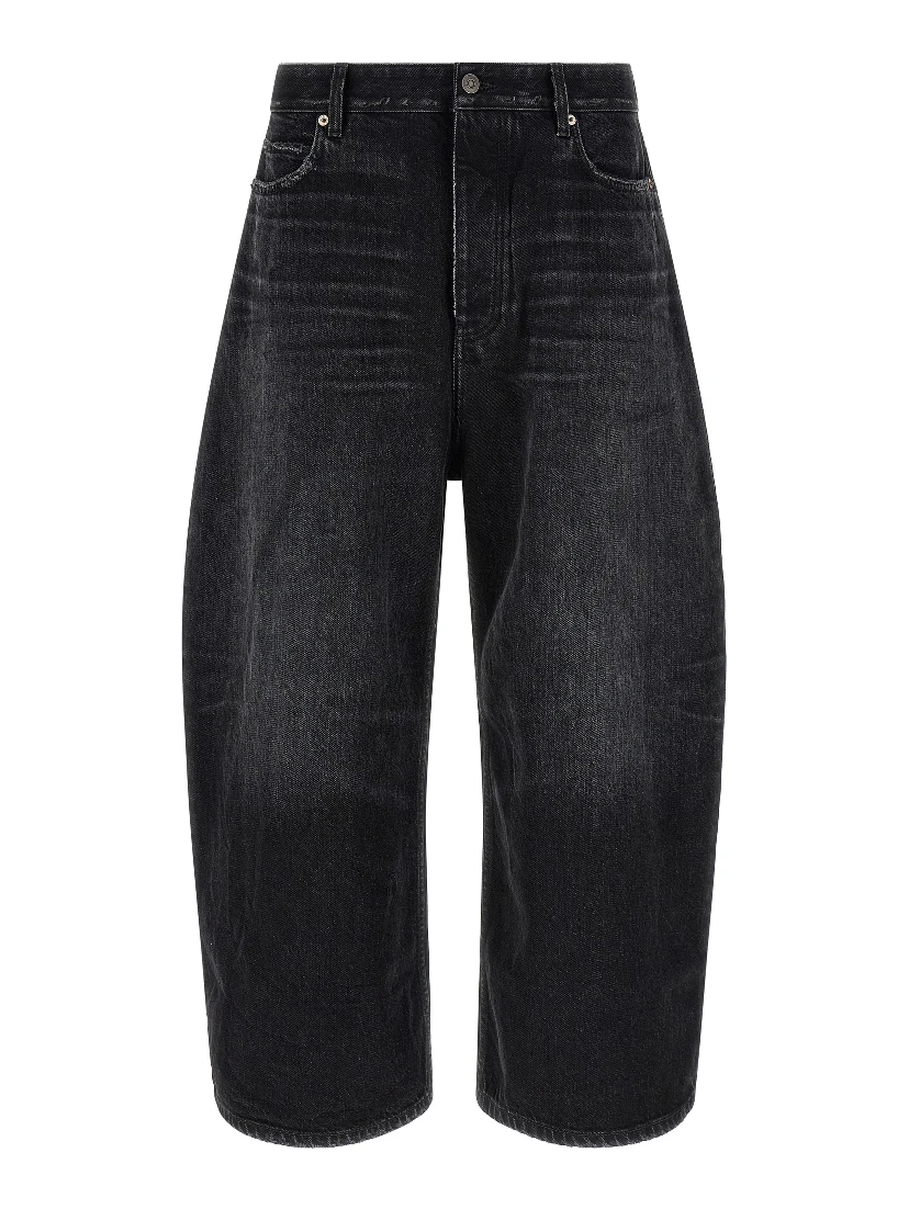 Black Cotton Cropped Jeans