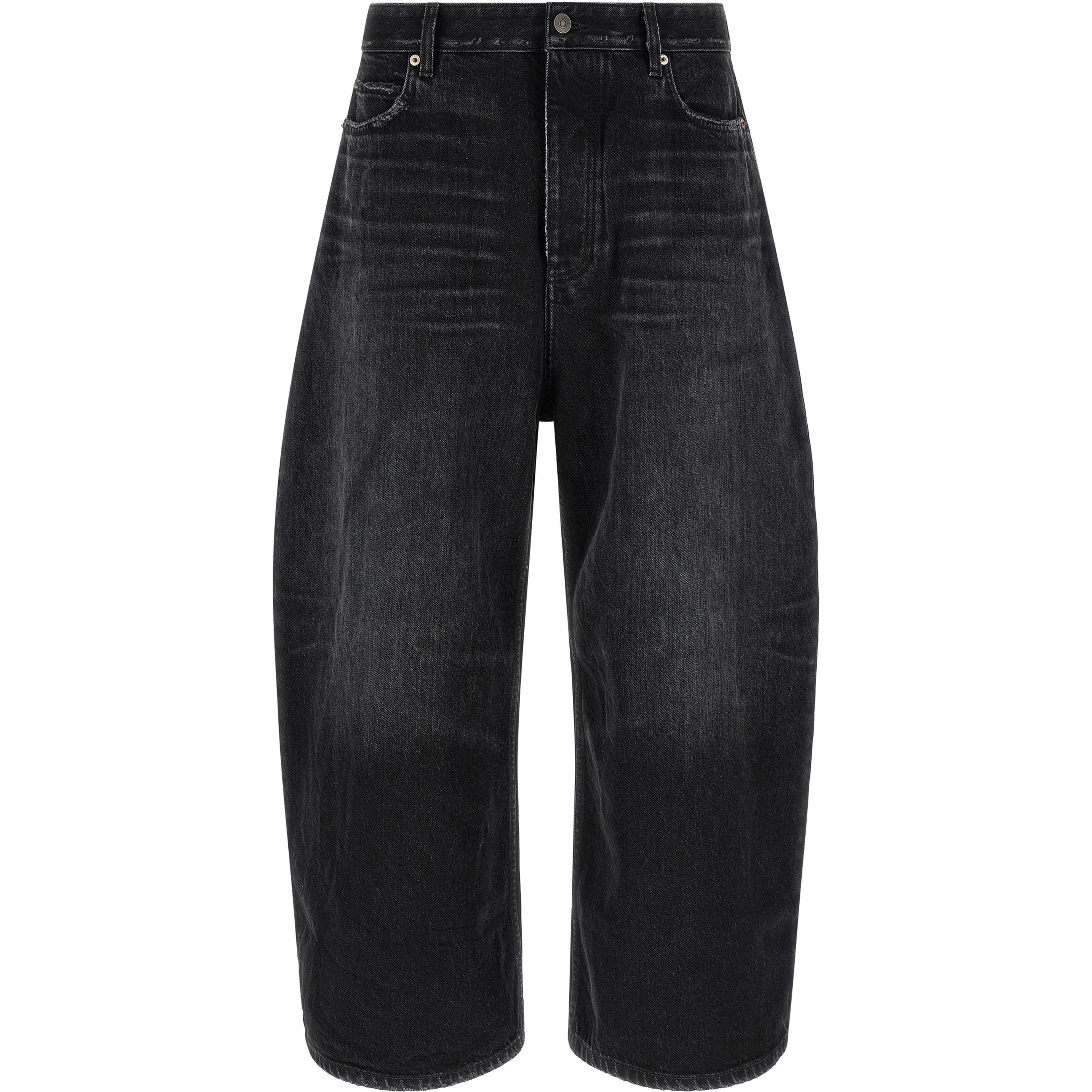 Black Cotton Cropped Jeans