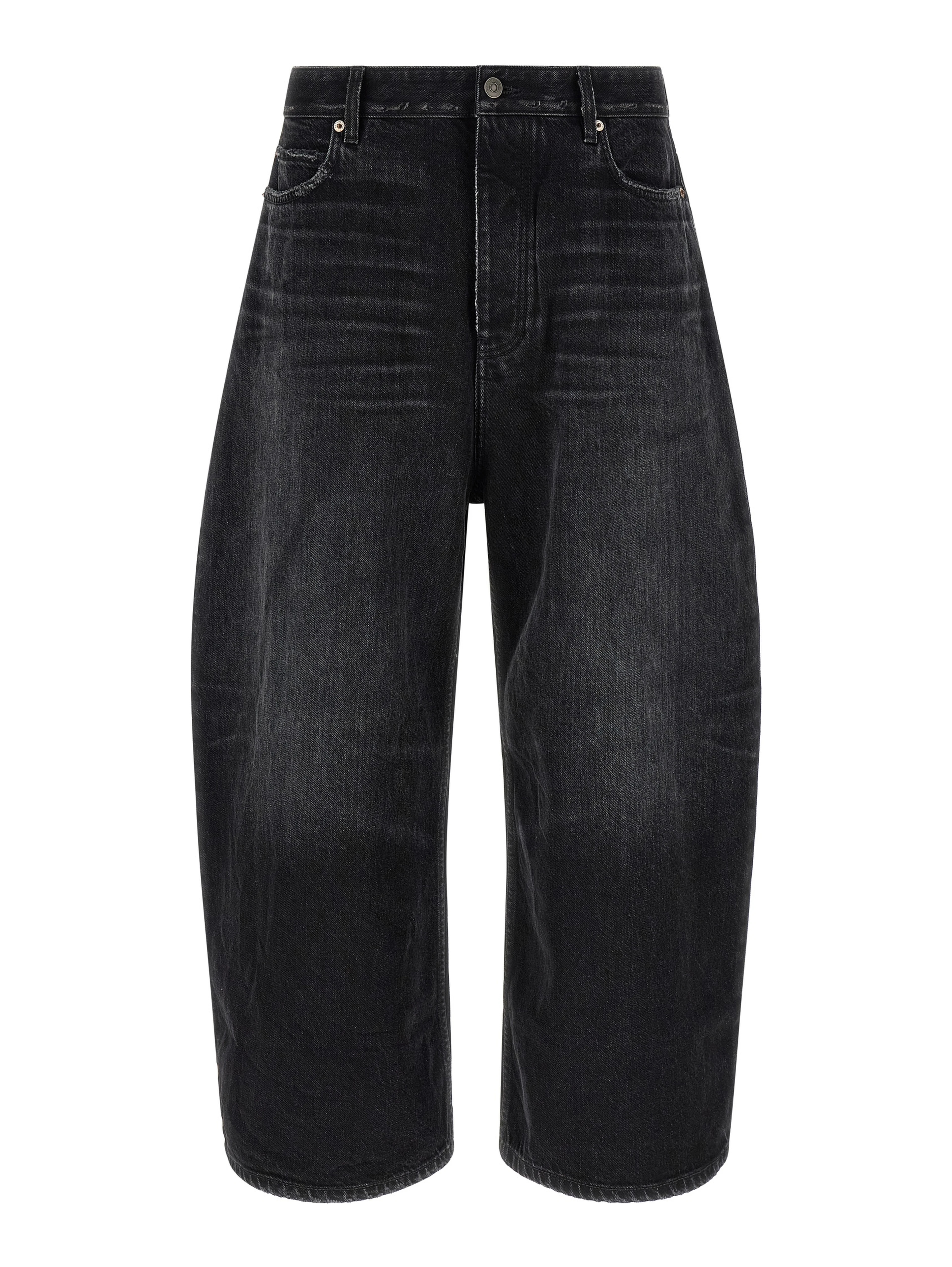 Black Cotton Cropped Jeans