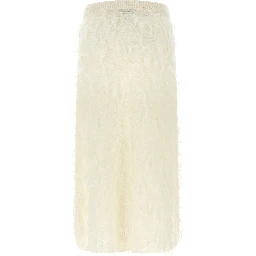 White Fabric Midi Skirt