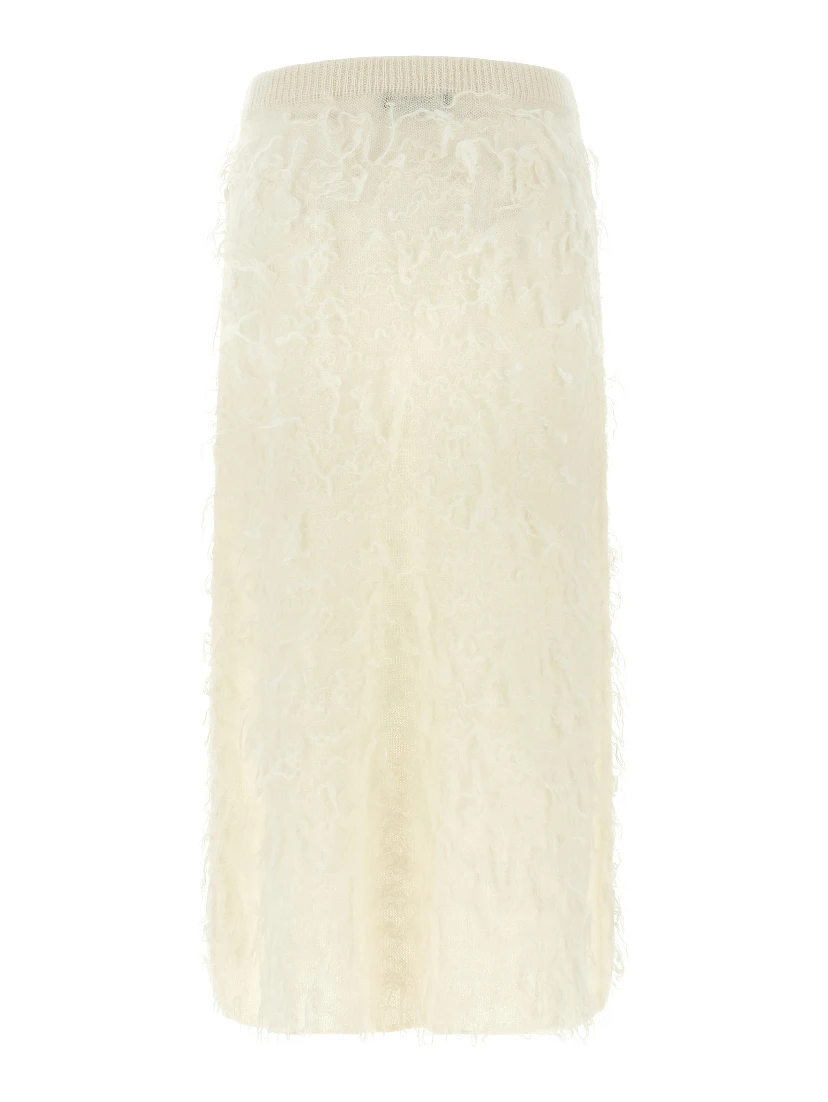 White Fabric Midi Skirt