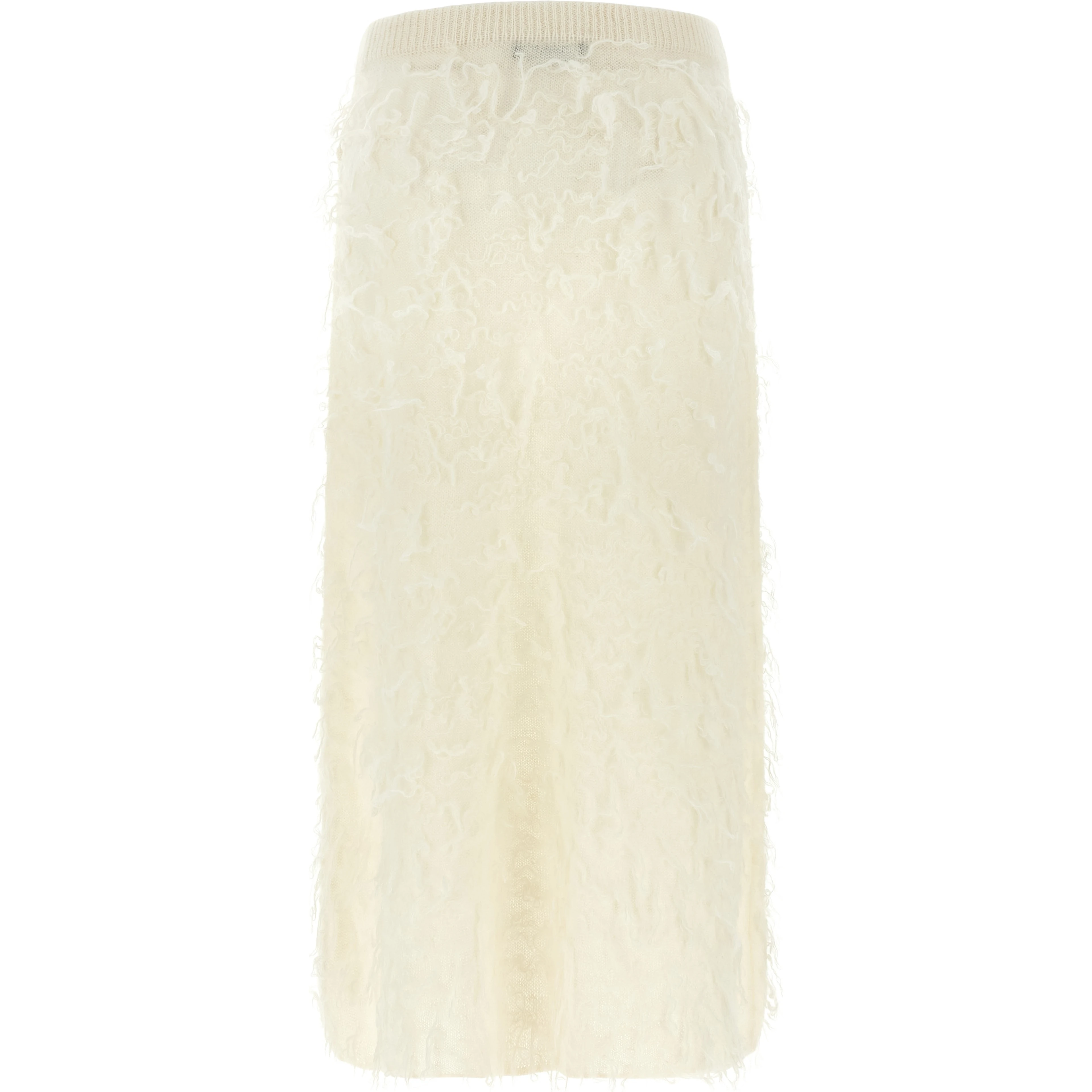 White Fabric Midi Skirt