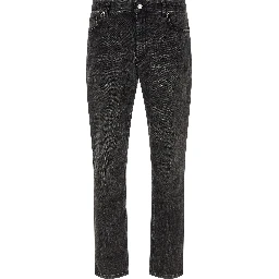 Black Cotton Straight-Leg Jeans