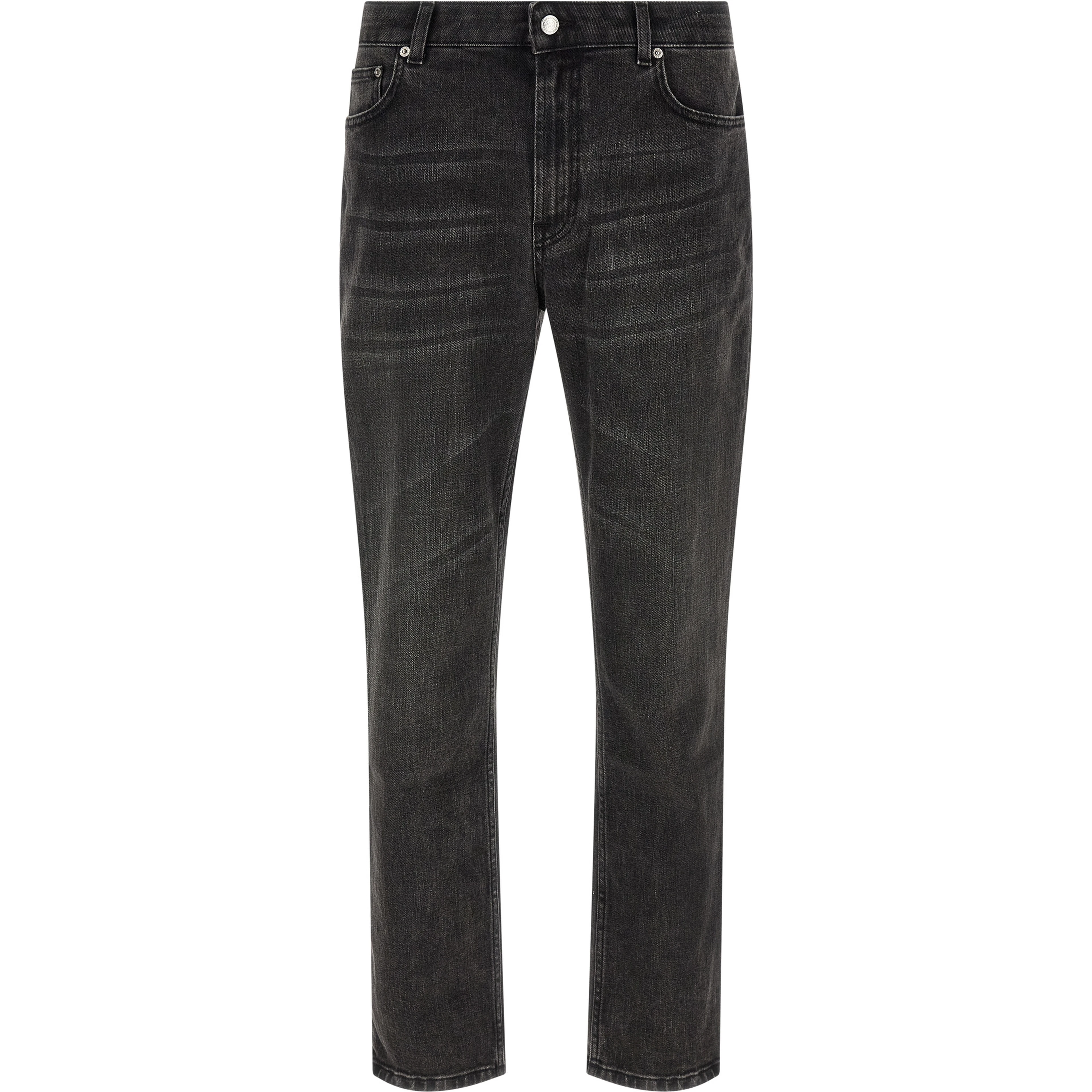 Black Cotton Straight-Leg Jeans